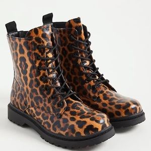 Leopard print combat boot